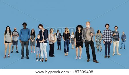 Diversity People Set Gesture Standing Together Studio Isolated