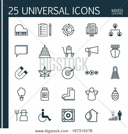 Set Of 25 Universal Editable Icons. Can Be Used For Web, Mobile And App Design. Includes Elements Such As Reminder, Accessibility, Home And More.