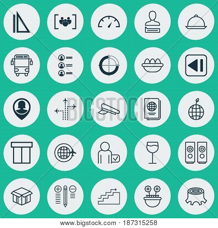 Set Of 25 Universal Editable Icons. Can Be Used For Web, Mobile And App Design. Includes Elements Such As Job Applicants, Globetrotter, Open Cardboard And More.