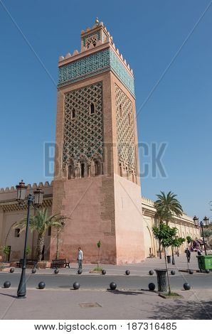 Marrakesh, Morocco - May 3, 2017: The Moulay El Yazid Mosque in Marrakesh
