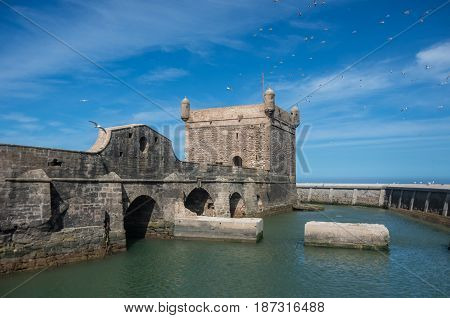 Sqala Du Port ( Northern Scala ), A Defensive Tower At The Fishing Port Of Essaouira, Moroc.