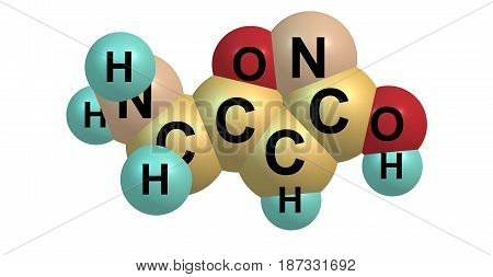 Muscimol or agarin or pantherine is the principal psychoactive constituent of Amanita muscaria and related species of mushroom. 3d illustration