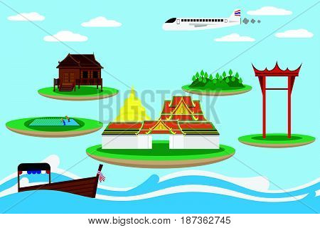 travel thailand landmark place.vector and illustration .