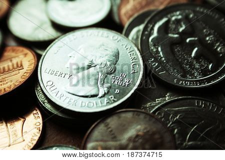 Quarter Close Up High Quality Stock Photo