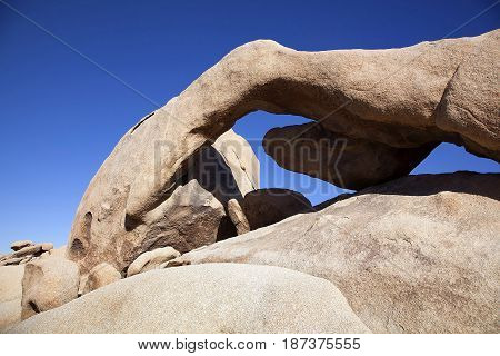 Arch rock formation in Joshua Tree National Park California