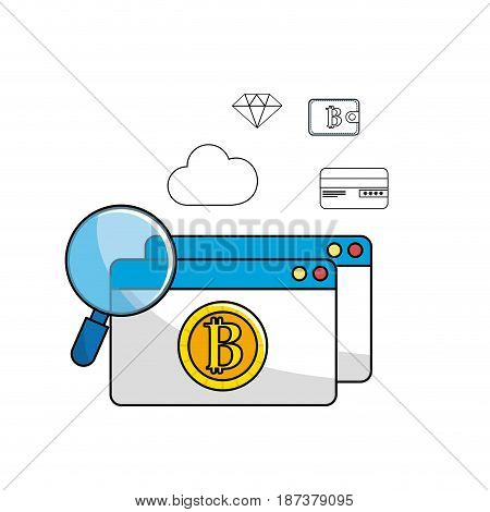 bitcoin digial and electronic currency with icons, vector illustration