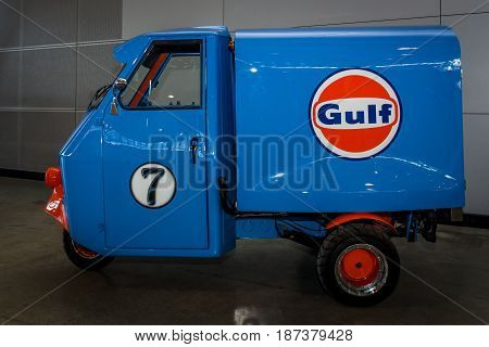 STUTTGART GERMANY - MARCH 04 2017: Submicro Van Piaggio Ape 50. Europe's greatest classic car exhibition 