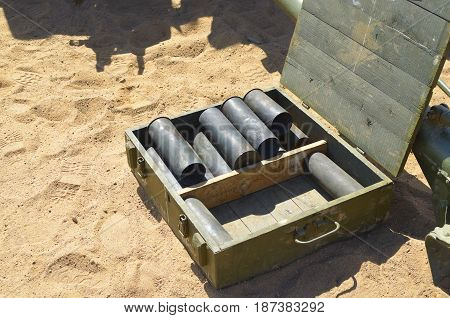 Empty casings from artillery shells lying in the drawer.