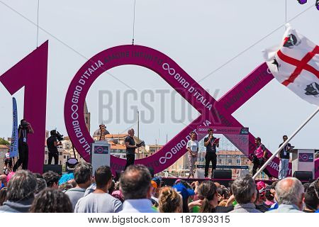 Alghero Italy - May 05 2017: Stage of 100th Giro d'Italia on opening day