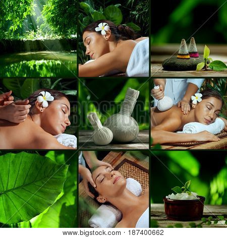 spa theme collage composed of different images