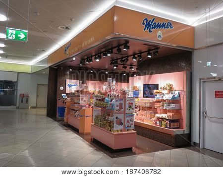 VIENNA AUSTRIA - CIRCA APRIL 2017: Manner brand store in Vienna