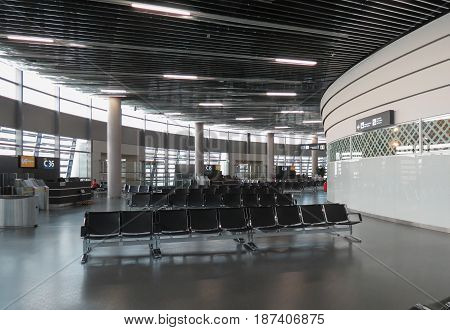 VIENNA SCHWECHAT AUSTRIA - CIRCA APRIL 2017: airport departures lounge gates at the area C