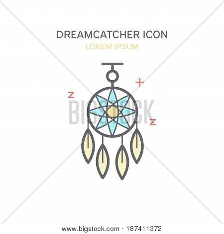 Dreamcatcher color line style icon isolated vector illustration.