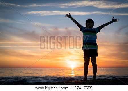 Happy boy enjoying the beach