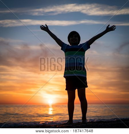 Happy boy enjoying the beach