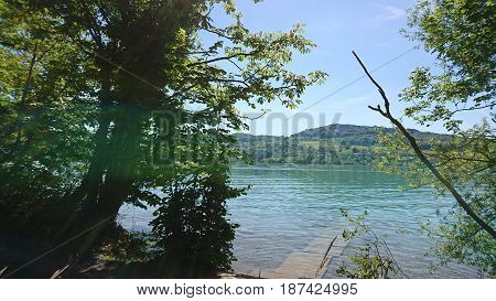 Lake Hallwilersee summer weather on the lake