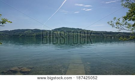 Lake Hallwilersee summer weather on the lake