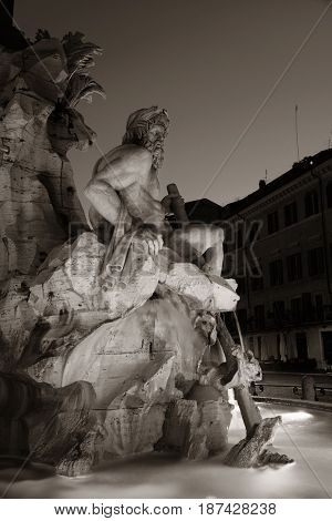 Fontana dei Quattro Fiumi in Piazza Navona in Rome, Italy.