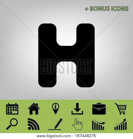 Letter H sign design template element. Vector. Black icon at gray background with bonus icons at celery ones