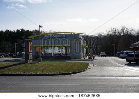 BAY VIEW, MICHIGAN / UNITED STATES - NOVEMBER 26, 2016: One may eat hamburgers and french fries at the McDonald's Restaurant.