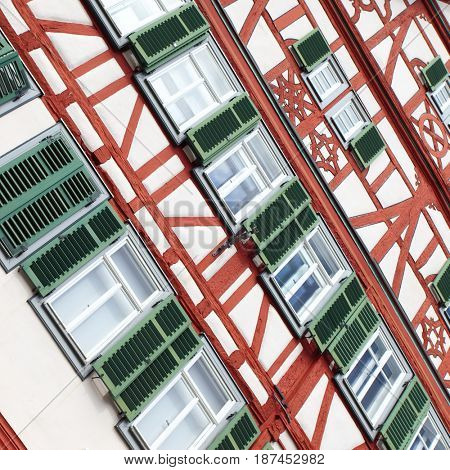 Wall of old timber framing house in Germany
