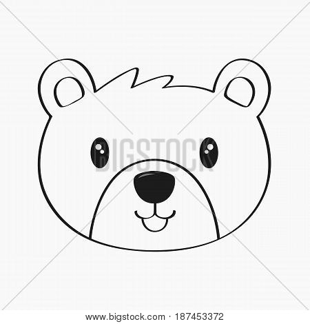 cute bear line art vector on white background