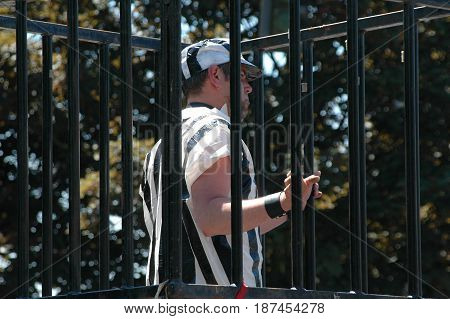 MAY 25, 2006. SEATTLE, WA.  CIRCA: Gay male locked up in jail on Gay, Lesbian Pride Day Celebration in Seattle, Wa.