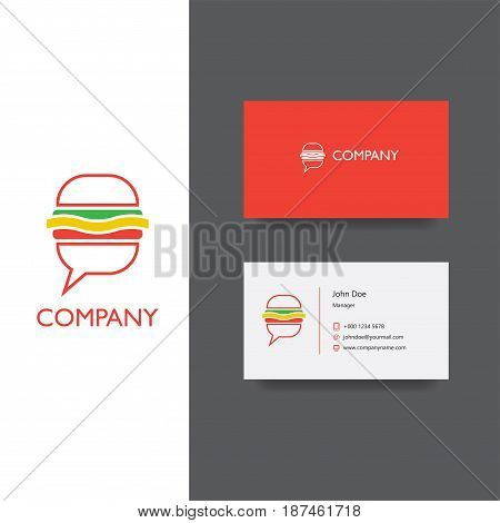 Vector eps logo design for food delivery, eat service or restaraunt company, Business Card Template, icon
