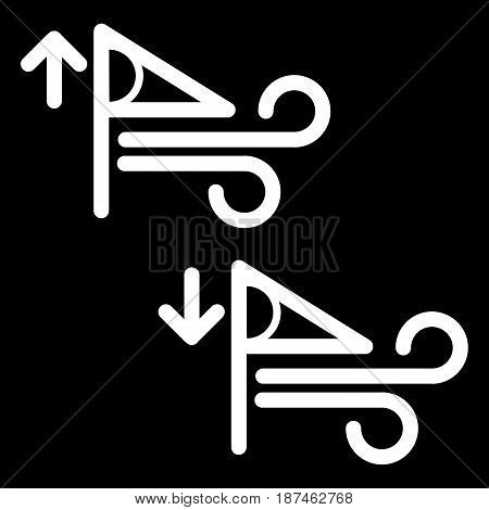 Wind speed increase and decrease vector icon. Black and white wind illustration. Outline linear icon. eps 10