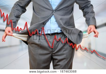 Photo of the man pulling out empty pockets