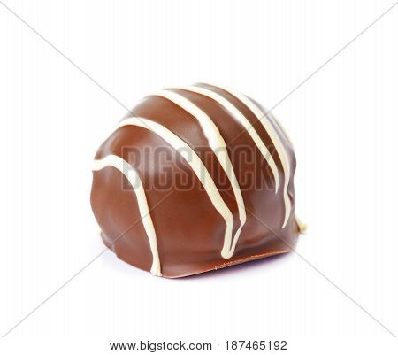 fancy chocolate ball on white background Chocolate doughnuts isolated