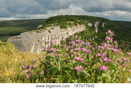 Beautiful view from above to the Cave City Eski-Kermen in Crimea