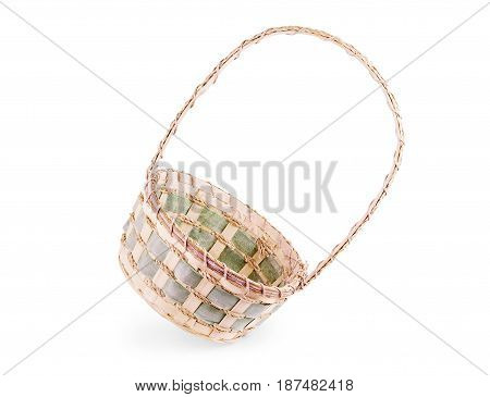 Empty wicker basket isolated on white Kosz, Wiklinowy, Vime