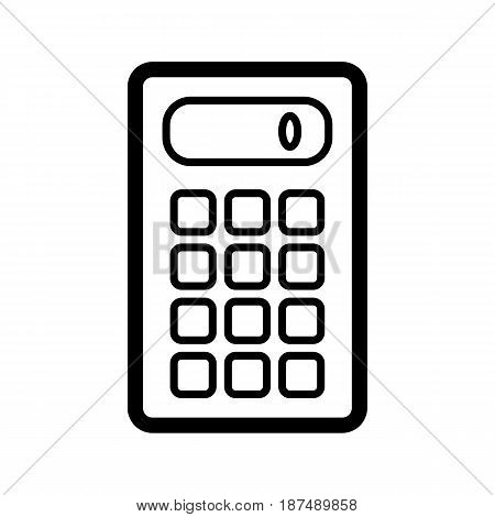 Calculator vector icon. Black and white computer engineering illustration. Outline linear icon. eps 10