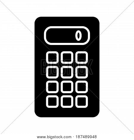 Calculator vector icon. Black and white computer engineering illustration. Solid linear icon. eps 10