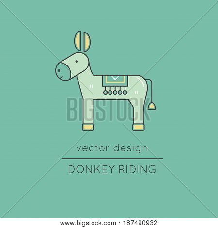 Donkey vector thin line icon. Colored isolated symbol. Logo template for riding tour, element for travel agency products, tour brochure, excursion banner. Simple mono linear modern design.