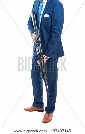 Unknown Secret Agent Holding A Dagerous Weapon