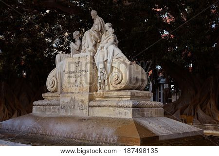 Alameda Doctor Moliner statue in Valencia of Spain