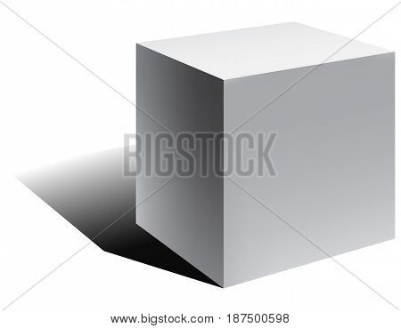 Vector 3d cube with shadow in perspective. Vector illustration.