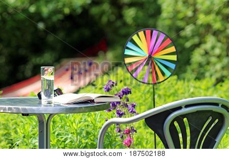 enjoying summer in the garden with reading or lying in a hammock