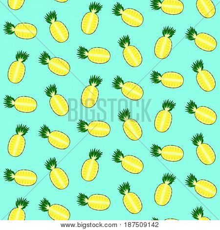 Cute pineapple split in a half pattern cut fruit