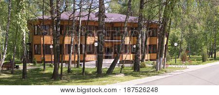 Slutsk, Belarus - May 20, 2017: A Wooden House In The Health Resort Of Sluch.