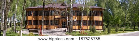 Slutsk, Belarus - May 20, 2017: A Wooden House In The Health Resort Of Sluch.