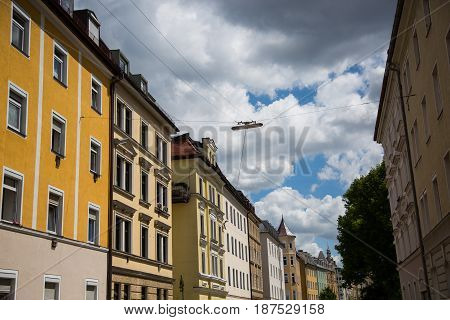 House row in Munich, city from munich, westend