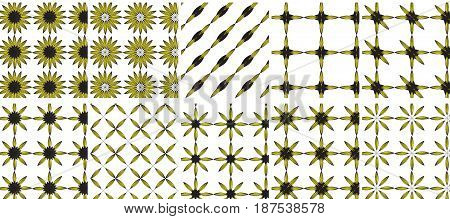 Sunflower with yellow leaves seamless pattern. Sunflowers on transparent background vector illustration 10 in 1 mega pack bundle of 10 pattern