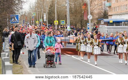 Kirishi, Russia - 9 May, Different people in the action immortal regiment, 9 May, 2017.
Preparation and conduct of the action Immortal regiment in small cities of Russia.