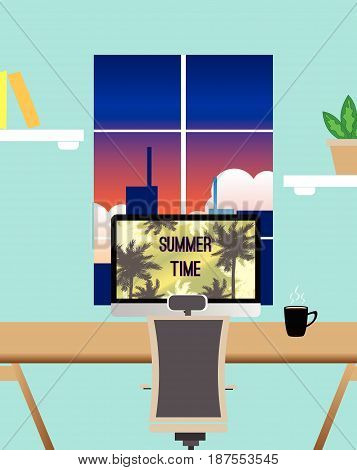 window summer desk poster background travel design