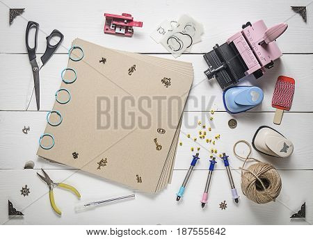 The Top Of The Page In A Scrapbook And Tools