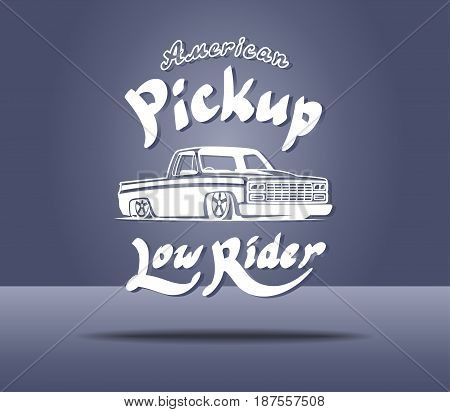 Pickup truck lowrider logotype template vector illustration