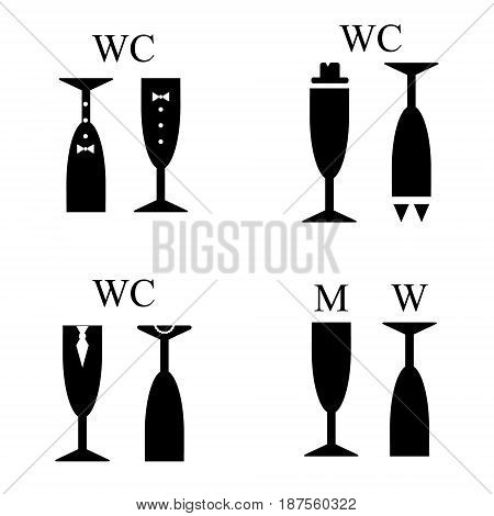 Vector illustration of abstract badges for toilet (wc)